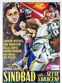 Affiche du film Simbad contro i sette saraceni (1964) de Emimmo Salvi. Voir Simbad contro i sette saraceni en streaming / torrent sur meilleurs-films.fr