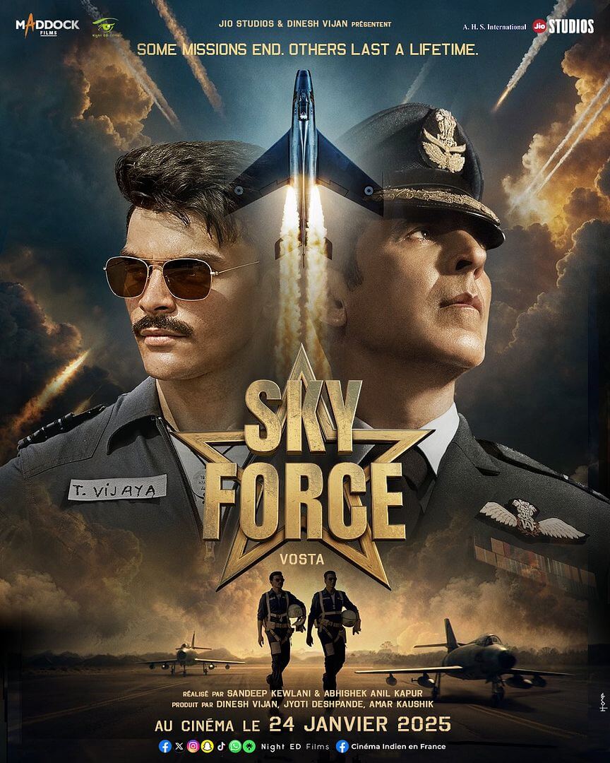 Affiche du film Sky Force (2025) de Abhishek Anil Kapur. Voir Sky Force en streaming / torrent sur meilleurs-films.fr