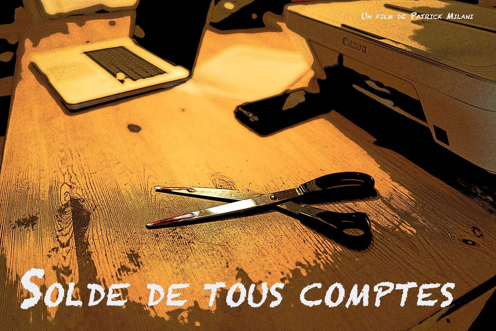 Affiche du court métrage Solde de tous comptes (2019) de Patrick Milani. Voir Solde de tous comptes en streaming / torrent sur meilleurs-films.fr