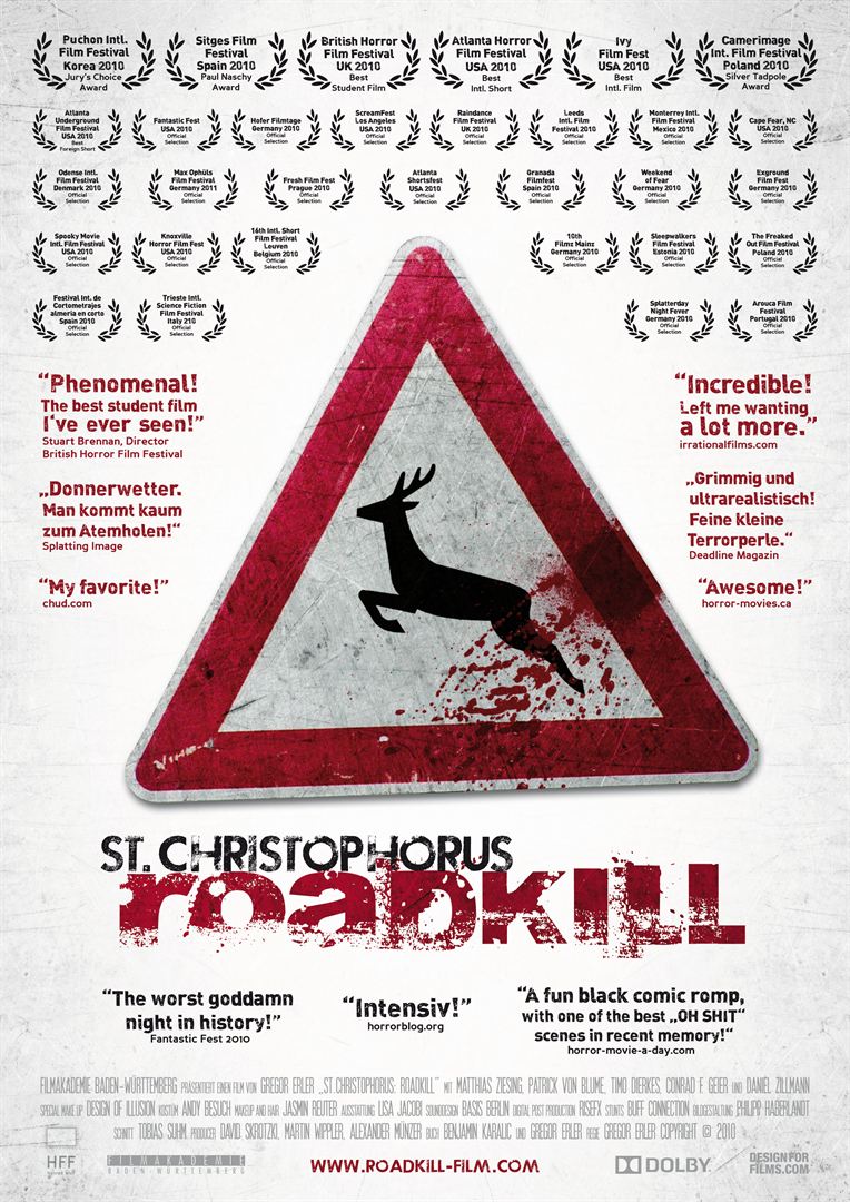 Affiche du court métrage St. Christophorus: Roadkill (2010) de Benjamin Karalic Affiche du court métrage St. Christophorus: Roadkill (2010) de Benjamin Karalic. Voir St. Christophorus: Roadkill en streaming / torrent sur meilleurs-films.fr