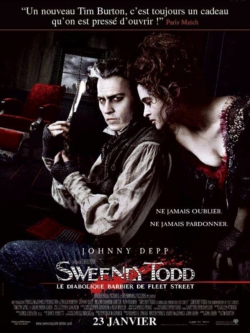 Affiche du film Sweeney Todd, le diabolique barbier de Fleet Street (2008) de Tim Burton.