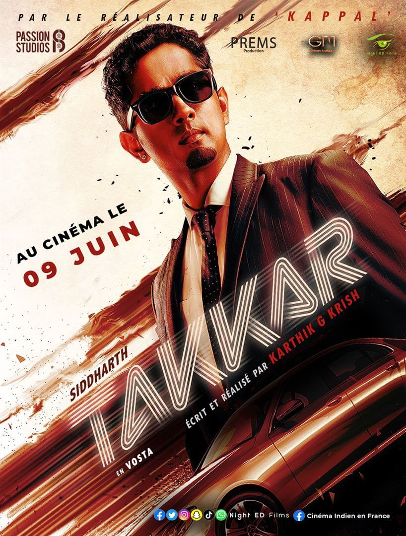Affiche du film Takkar (2023) de Karthik G Krish. Voir Takkar en streaming / torrent sur meilleurs-films.fr