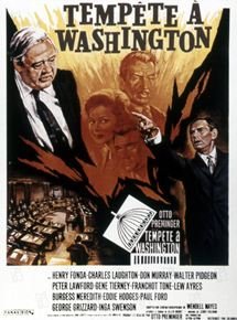 Affiche du film Tempête à Washington (1962) de Otto Preminger. Voir Tempête à Washington en streaming / torrent sur meilleurs-films.fr