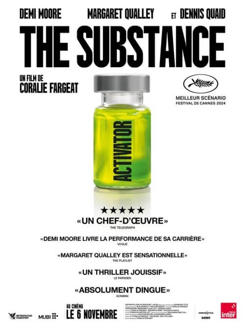 Affiche du film The Substance (2024) de Coralie Fargeat Affiche du film The Substance (2024) de Coralie Fargeat. Voir The Substance en streaming / torrent sur meilleurs-films.fr