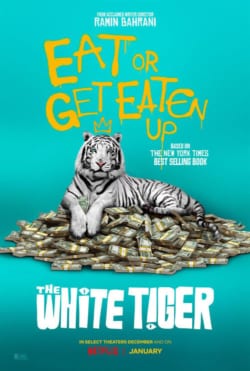 Affiche du film Le tigre blanc (2021) de Ramin Bahrani.