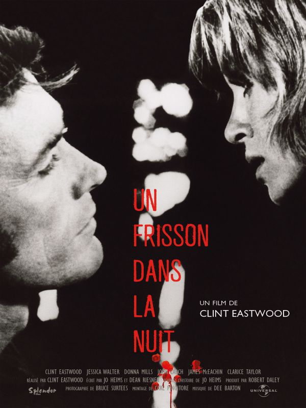 Affiche du film Un frisson dans la nuit (1971) de Clint Eastwood. Voir Un frisson dans la nuit en streaming / torrent sur meilleurs-films.fr