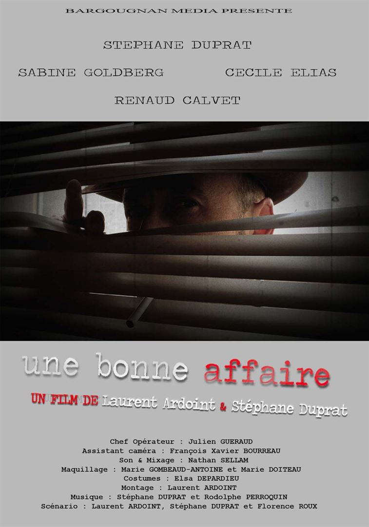 Affiche du court métrage Une bonne affaire (2014) de Laurent Ardoint. Voir Une bonne affaire en streaming / torrent sur meilleurs-films.fr