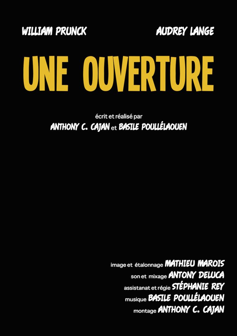 Affiche du court métrage Une ouverture (2015) de Anthony C. Cajan Affiche du court métrage Une ouverture (2015) de Anthony C. Cajan. Voir Une ouverture en streaming / torrent sur meilleurs-films.fr