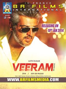 Affiche du film Veeram (2013) de Siruthai Siva. Voir Veeram en streaming / torrent sur meilleurs-films.fr