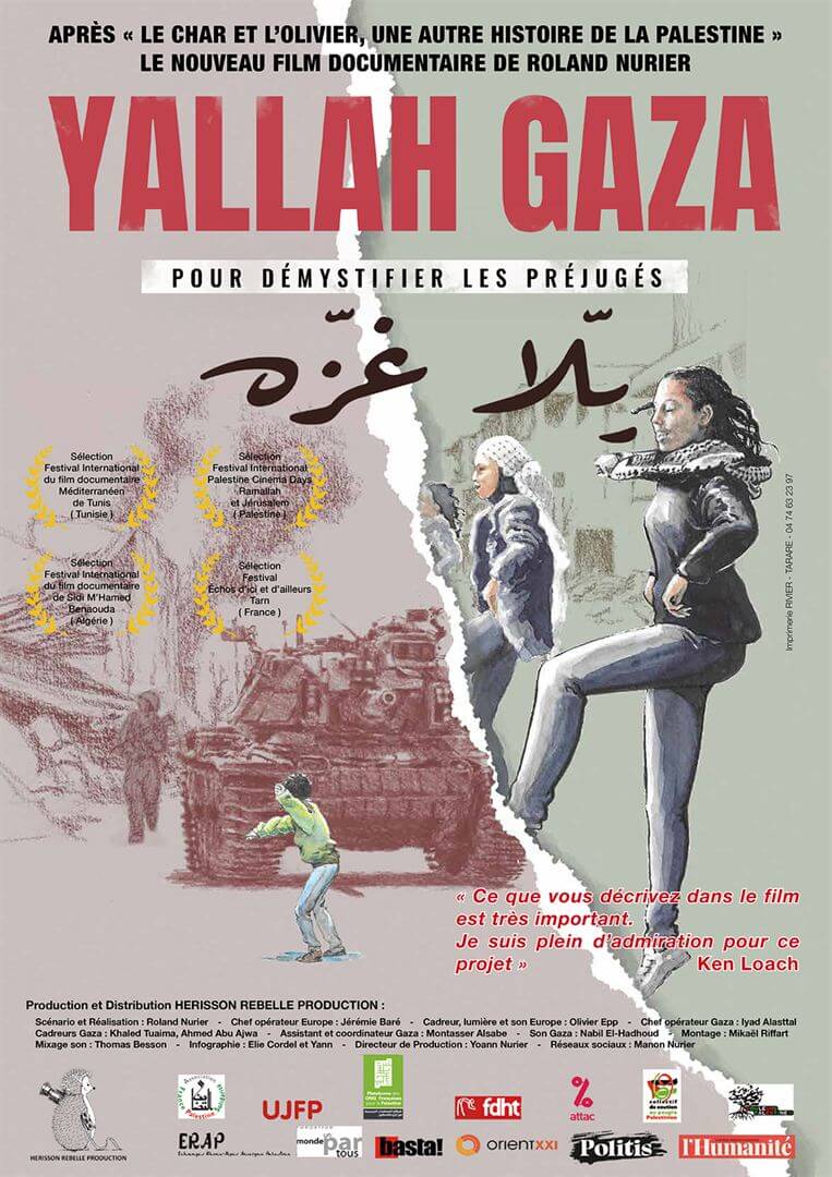 Affiche du film Yallah Gaza (2023) de Roland Nurier. Voir Yallah Gaza en streaming / torrent sur meilleurs-films.fr